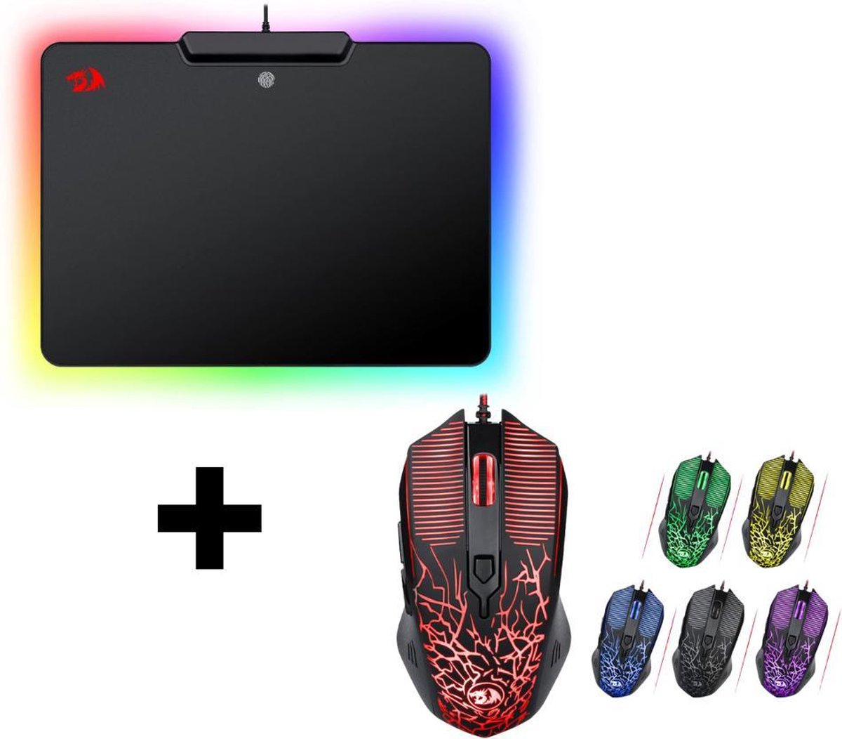 Redragon Gaming set - Gaming muis Inquisitor + gaming muismat Epeius | 3200 dpi ( Verstelbaar) - Muis mat met verlichting